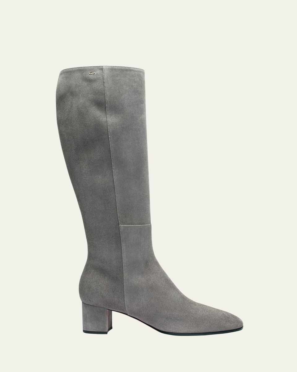 Suede Block Heel Knee Boots